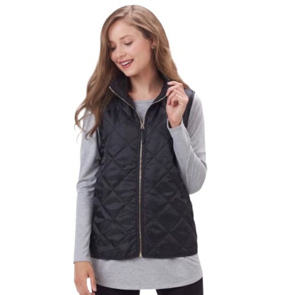 Mud Pie Black Quilted Lightweight Vest - Picture 1 of 8